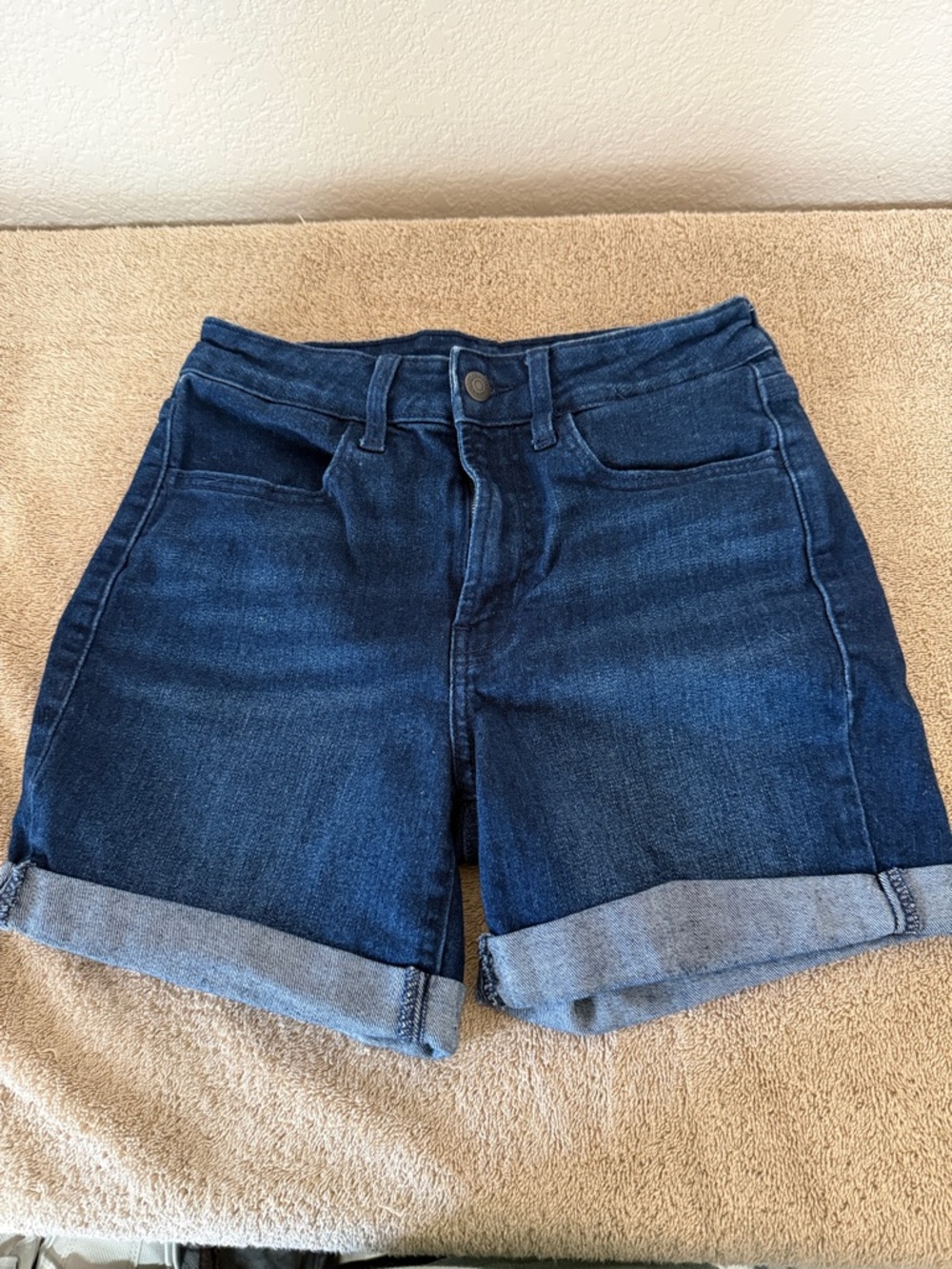 Old Navy Dark Blue Denim Rolled Hem Women's Shorts